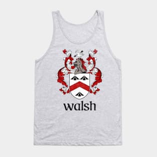 Walsh Name / Faded Style Family Crest Coat Of Arms Design Tank Top